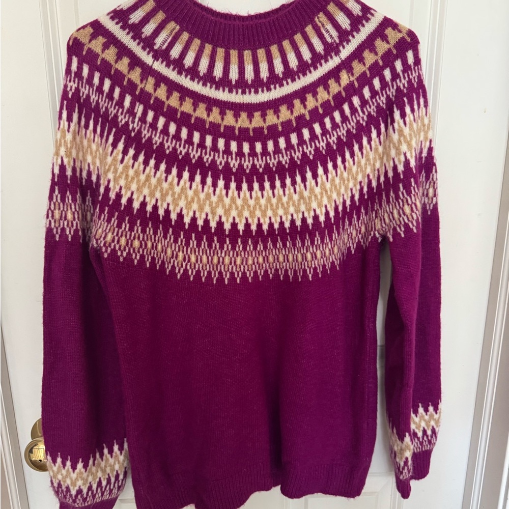 Purple and Cream Women's Sweater